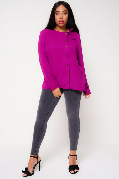 UNIQUE21 HERO Purple Pussyneck Blouse