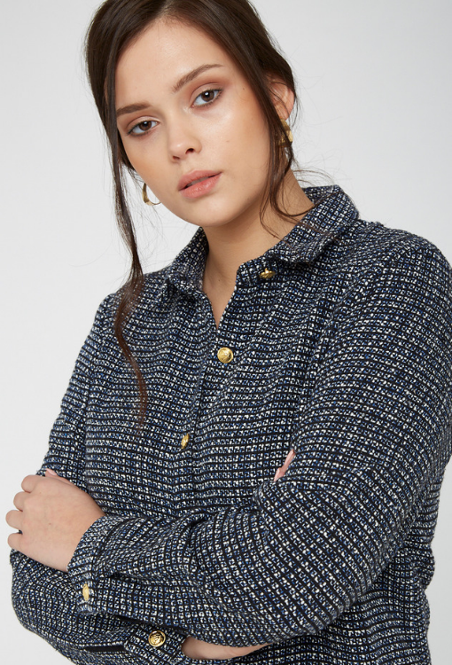 UNIQUE21 HERO Tweed Oversized Shirt Dress