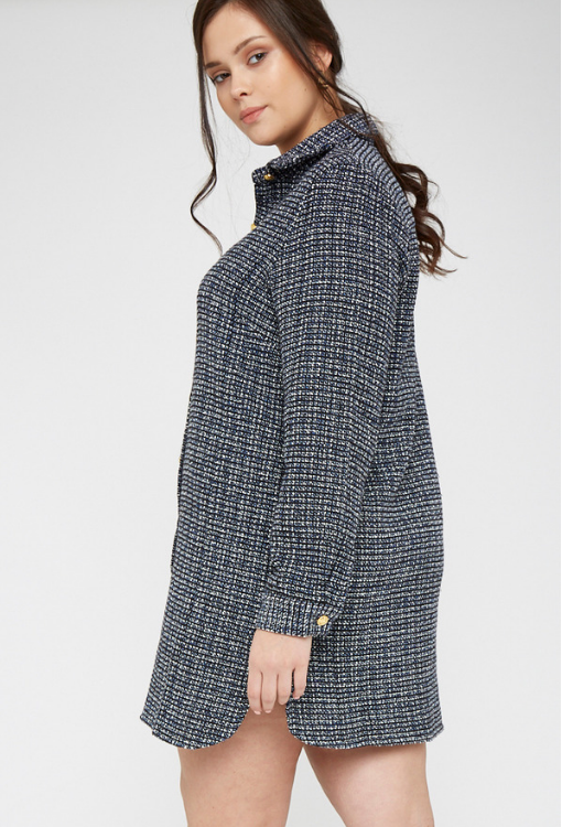 UNIQUE21 HERO Tweed Oversized Shirt Dress