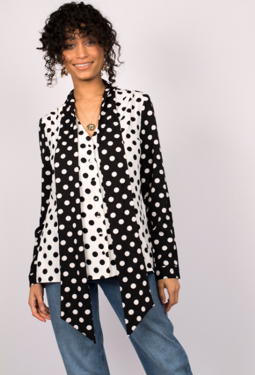 Mixed Polka Dot Pussybow Blouse