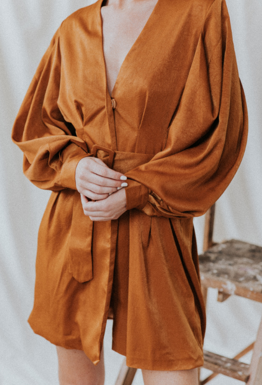 Rust Oversized Belted Blazer Dress