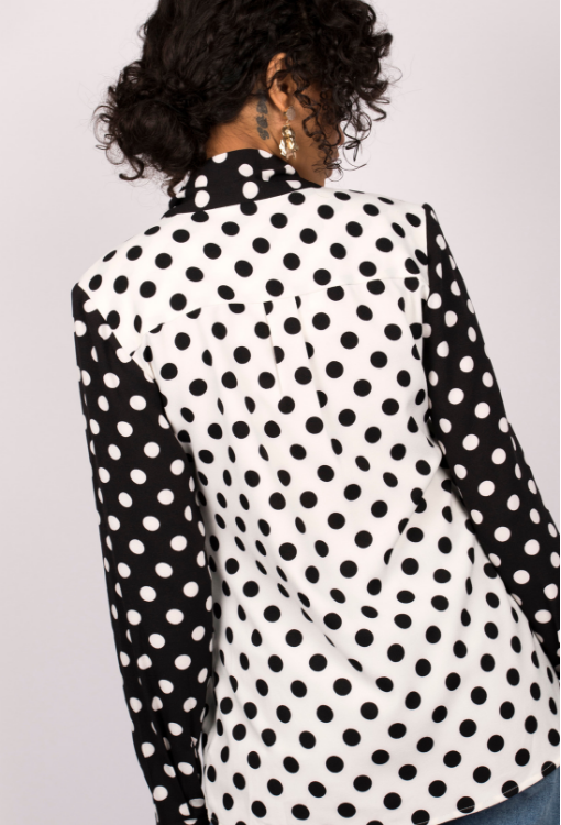 Mixed Polka Dot Pussybow Blouse