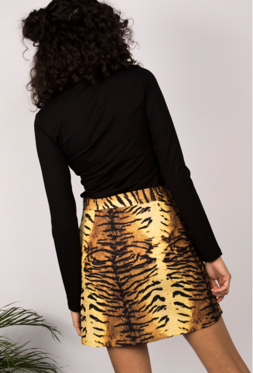 Tiger Print Tailored Mini Skirt