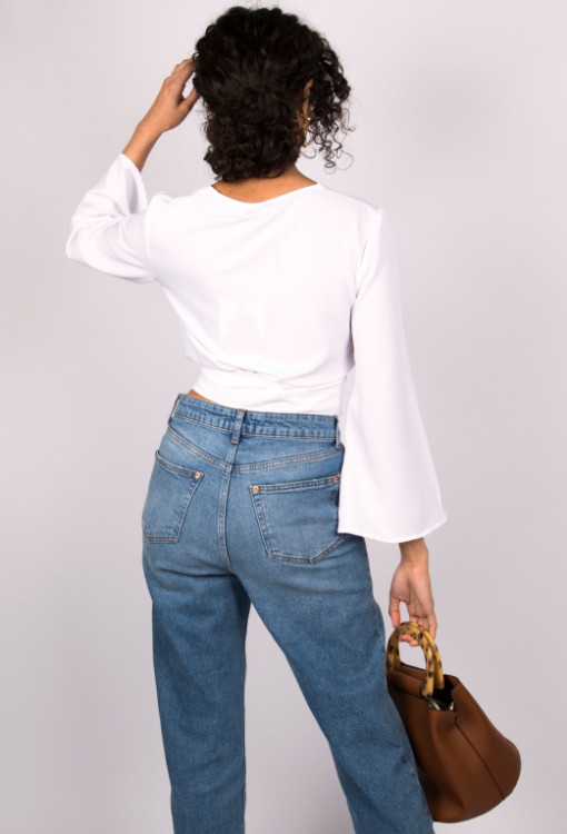 White Two Way Wrap Front Crop Top