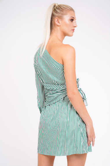 One Shoulder Striped Mini Dress
