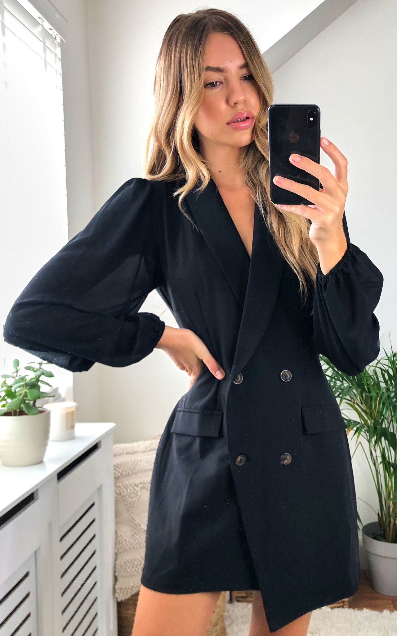 Black long sleeve blazer best sale