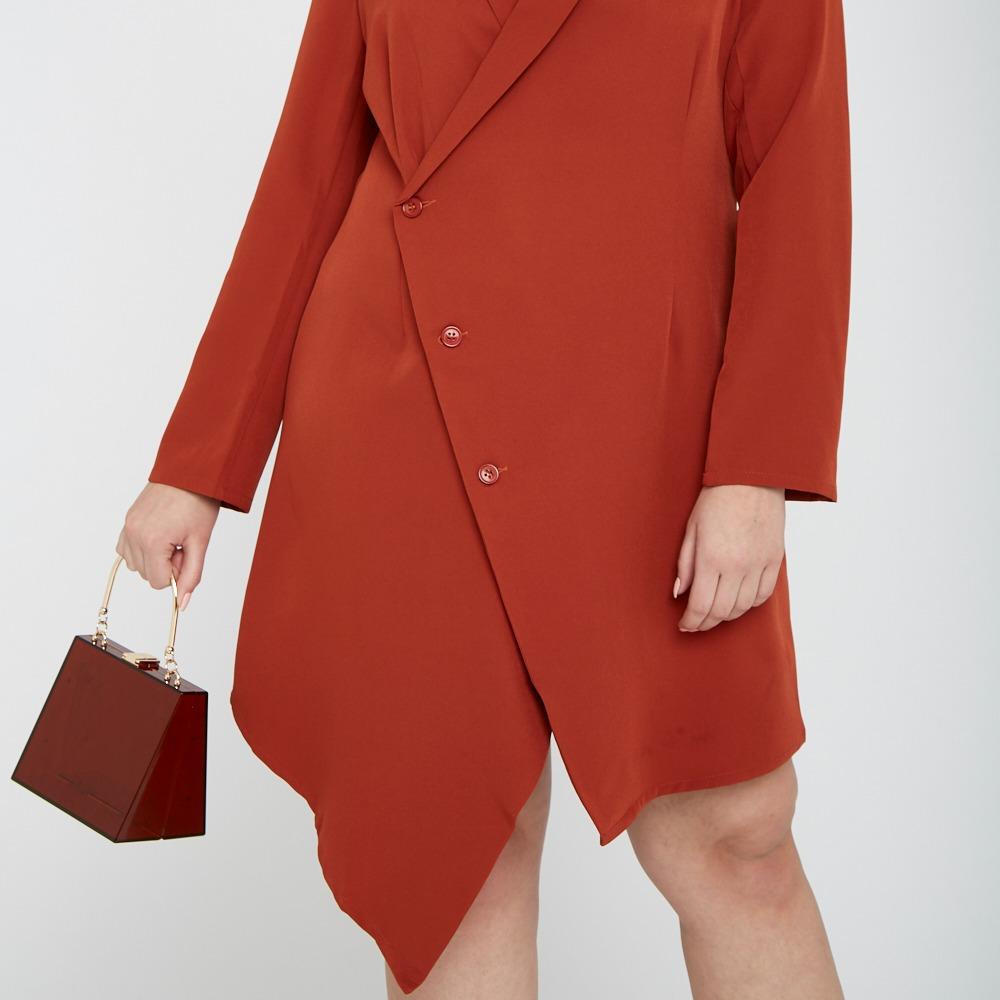 Relaxed Fit Blazer Dress In Rust