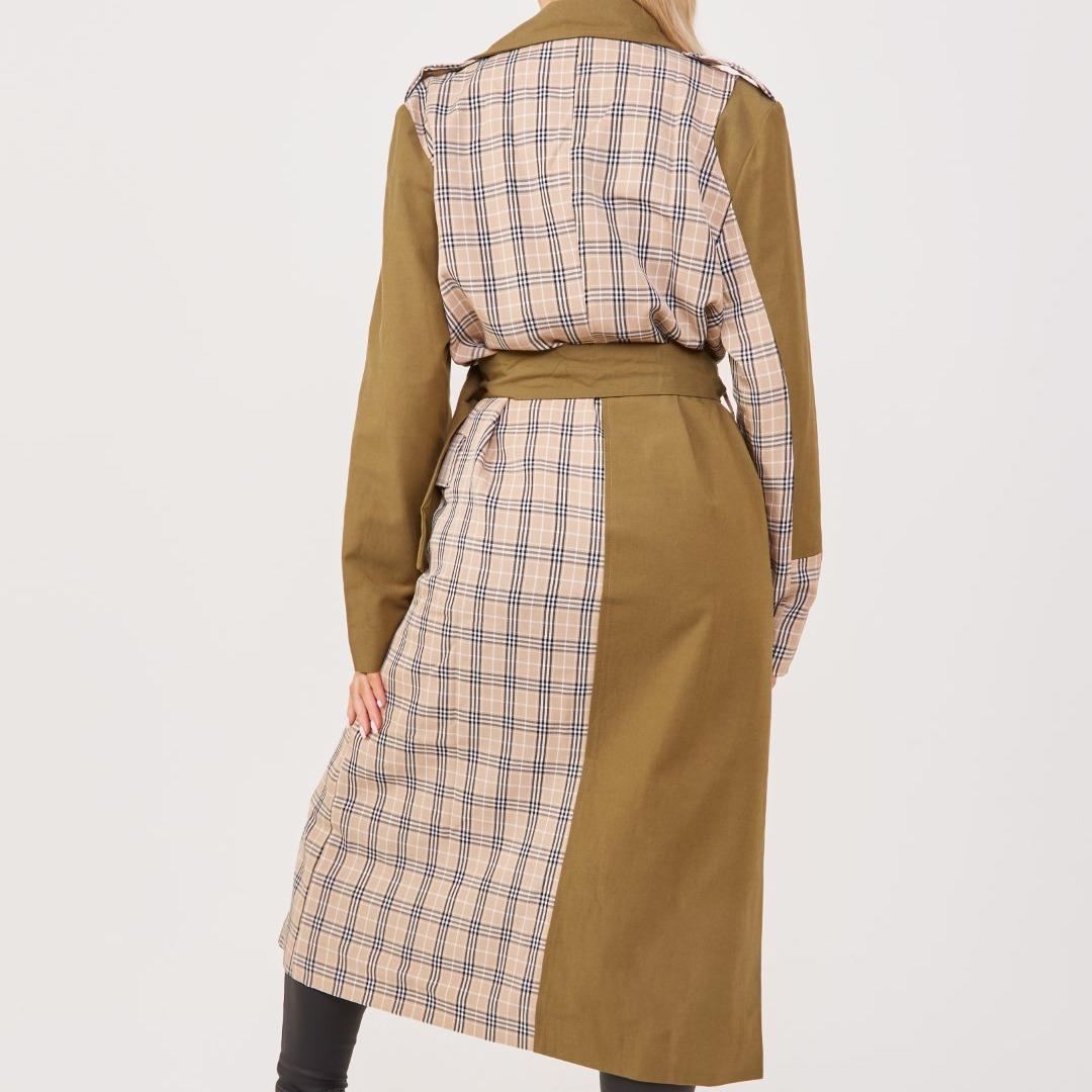 Stone Chen Contrast Panelled Trench Coat