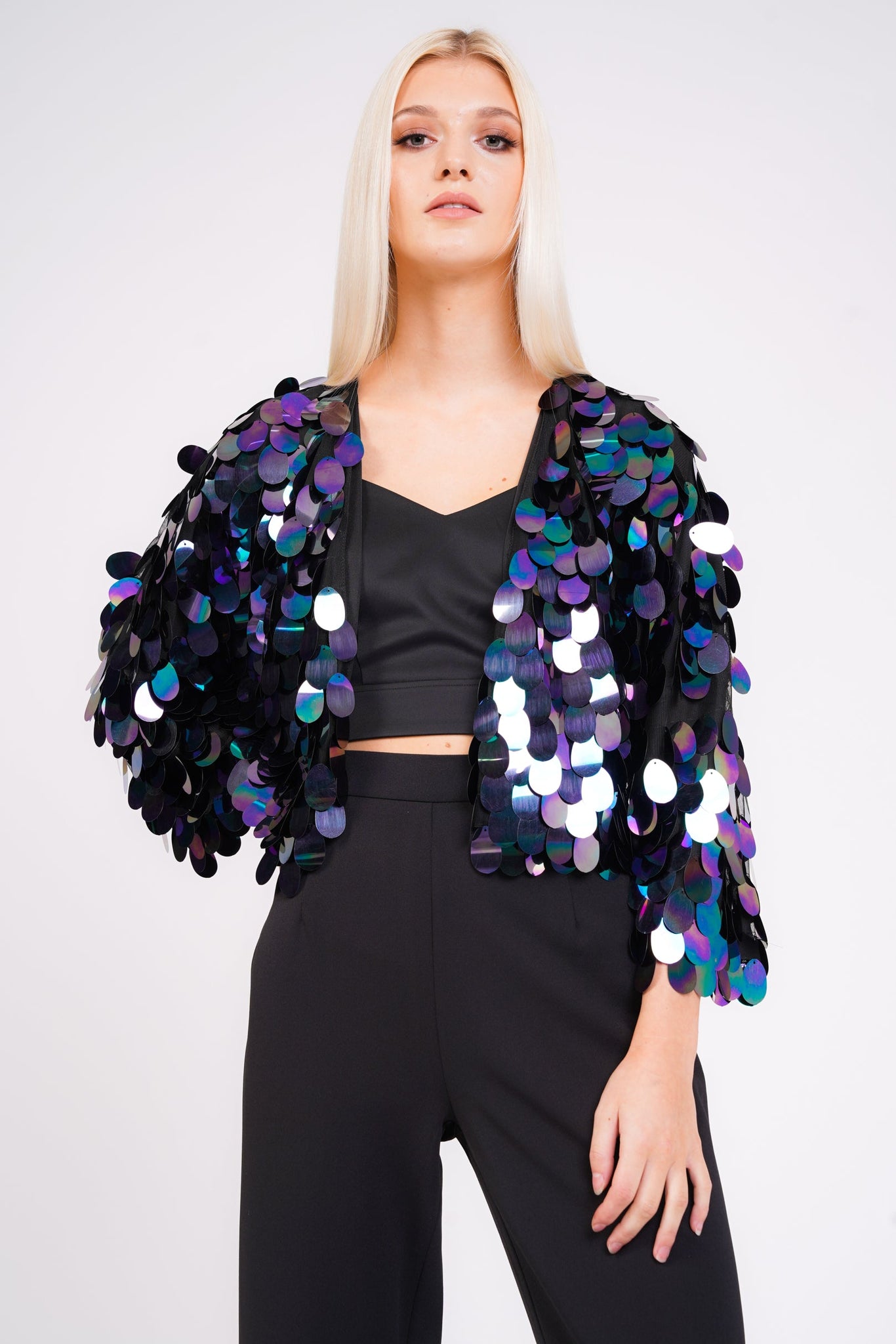 Large Sequin Cropped Jacket