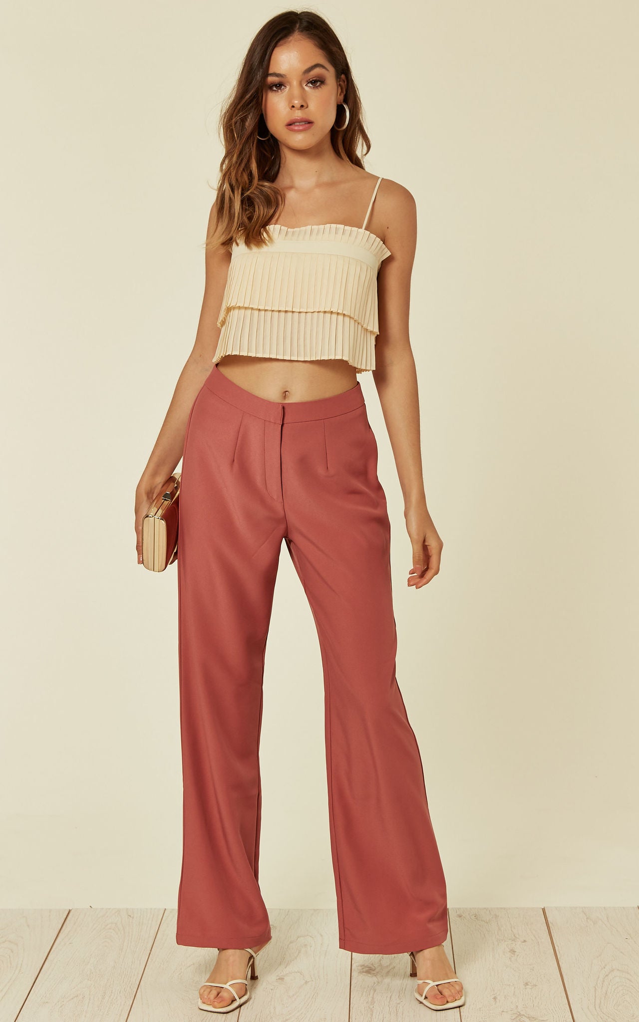 Wide Leg Trousers In Dark Rose Pink