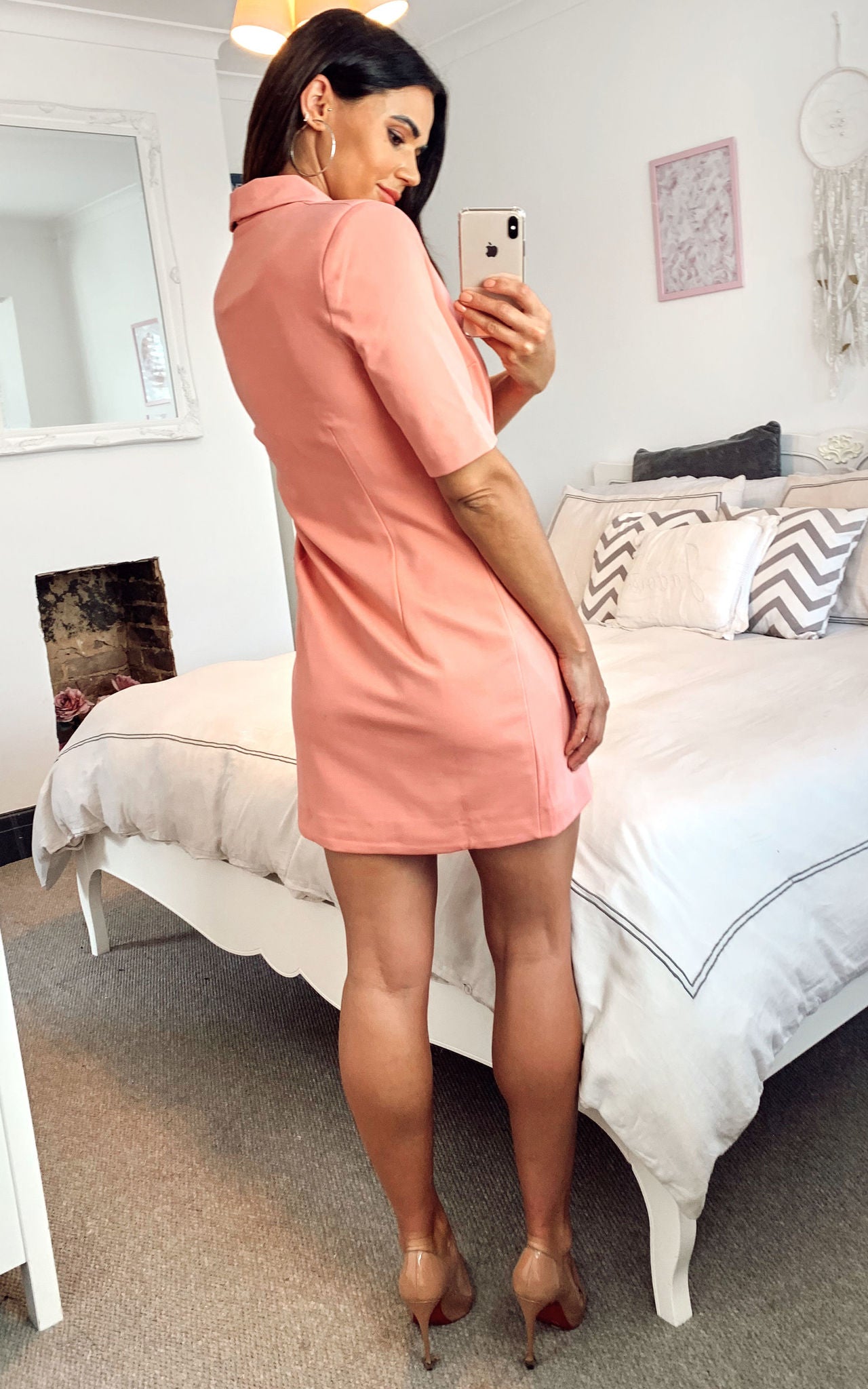 Pink Short Sleeve Blazer Dress
