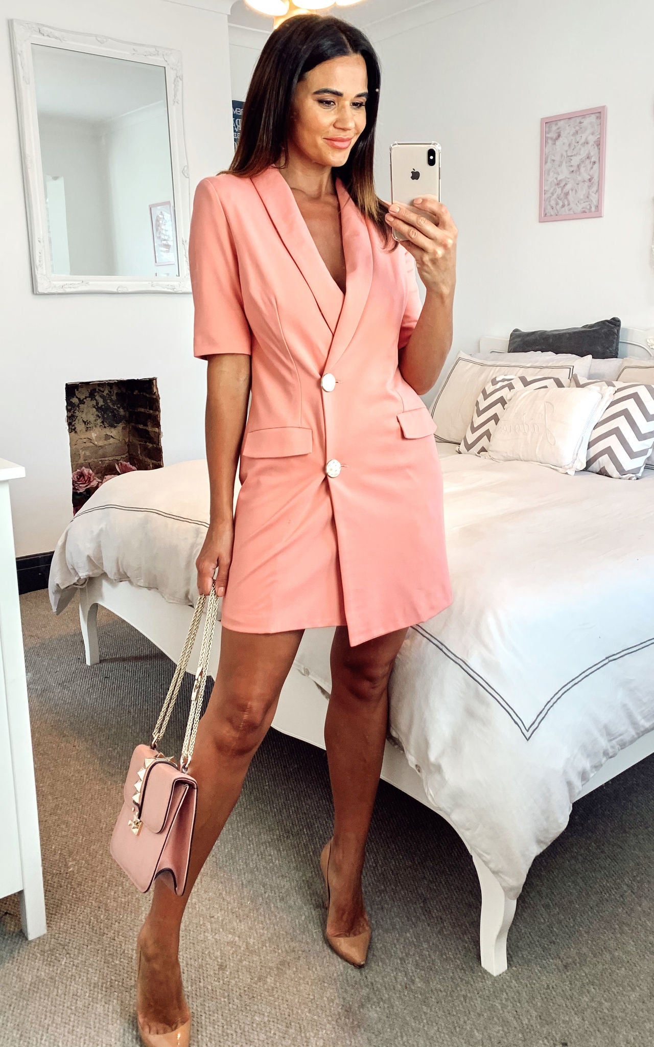 Pink Short Sleeve Blazer Dress Pink Short Sleeve Blazer Dress
