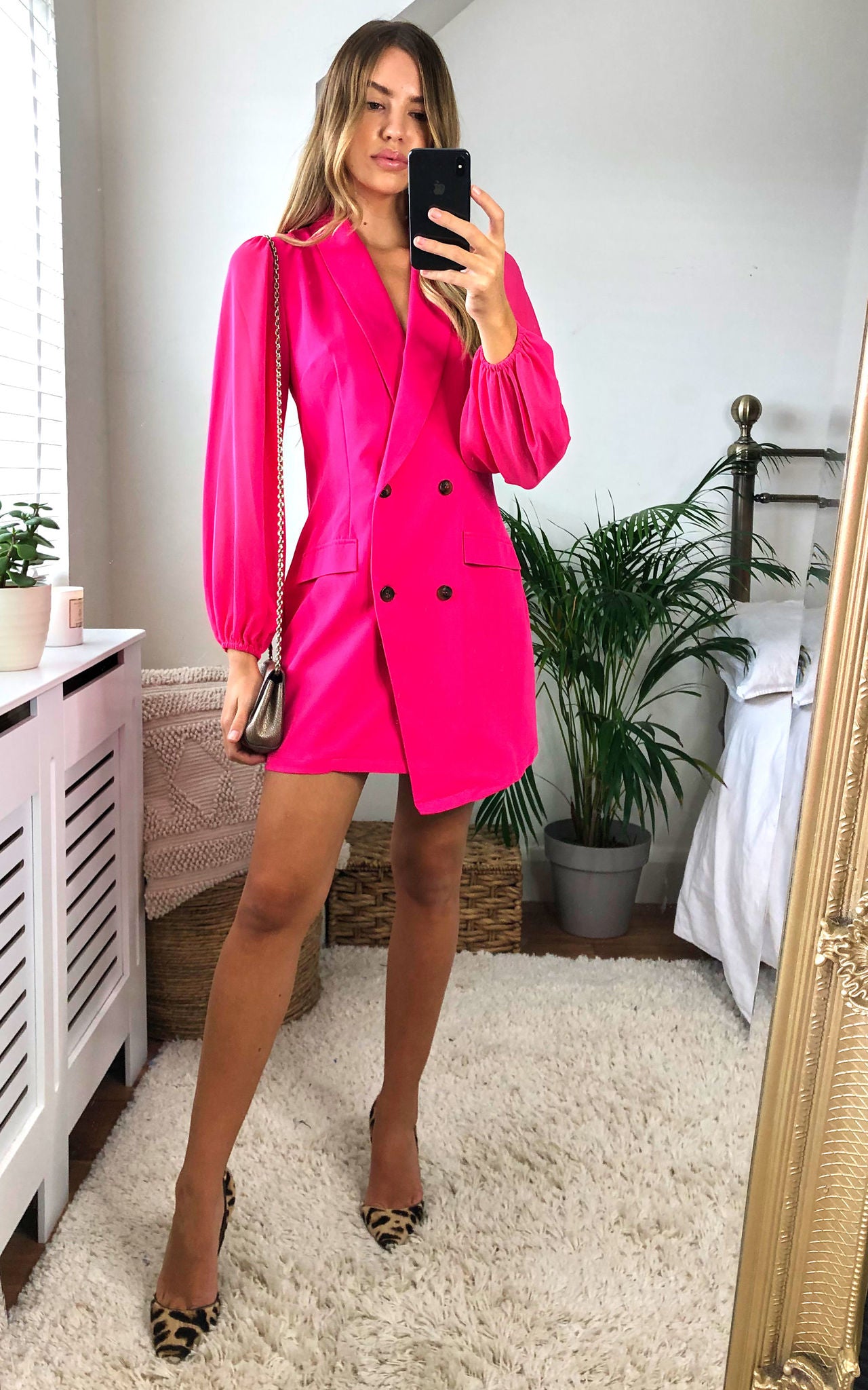 Unique21 Blazer Dress In Hot Pink